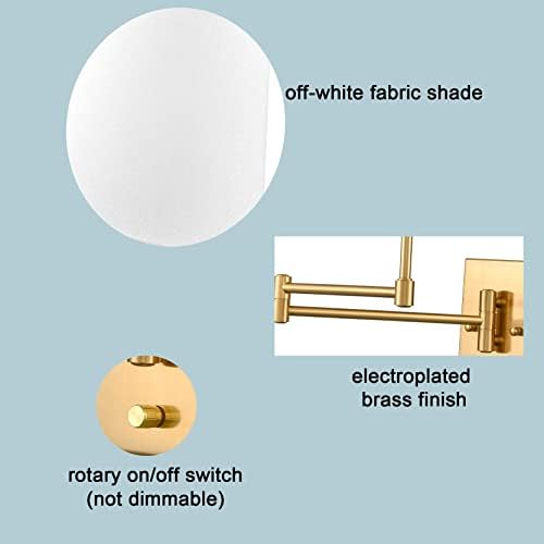 הידליט זהב נדנדה זרוע מנורת קיר פליז קיר פמוטים עם פשתן צל | התוספת או מחווט קיר אור גופי חדר שינה